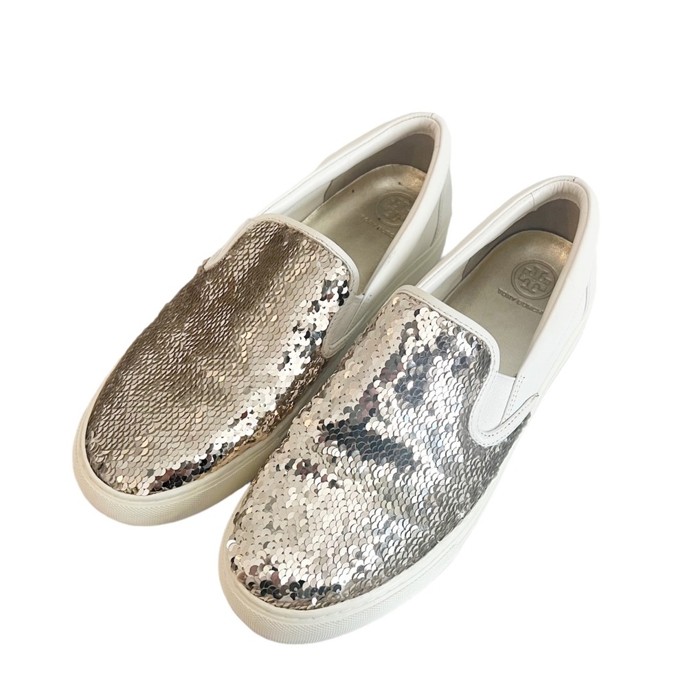 Tory Burch Women's Spark Gold/Snow White Carter Slip-on Sneakers Size 9.5